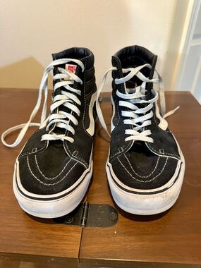 Vans Black and White High-Top Skate Sneakers